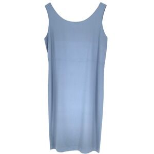 Vtg Clifford & Wills Women Dress 6 Shift Blue 100% Silk Sleeveless Scoop Neck